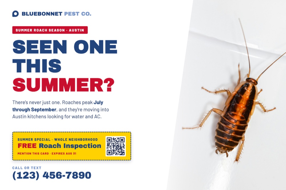 summer roach season pest control postcard example